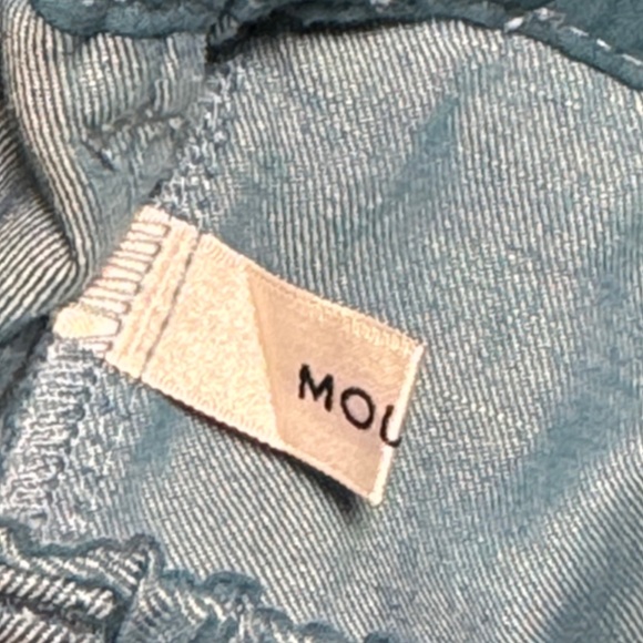 MOUSSY Out Pocket Bag Blue Cargo Pants Cotton Linen Elastic Waist Stacking SZ 1 - Picture 5 of 16